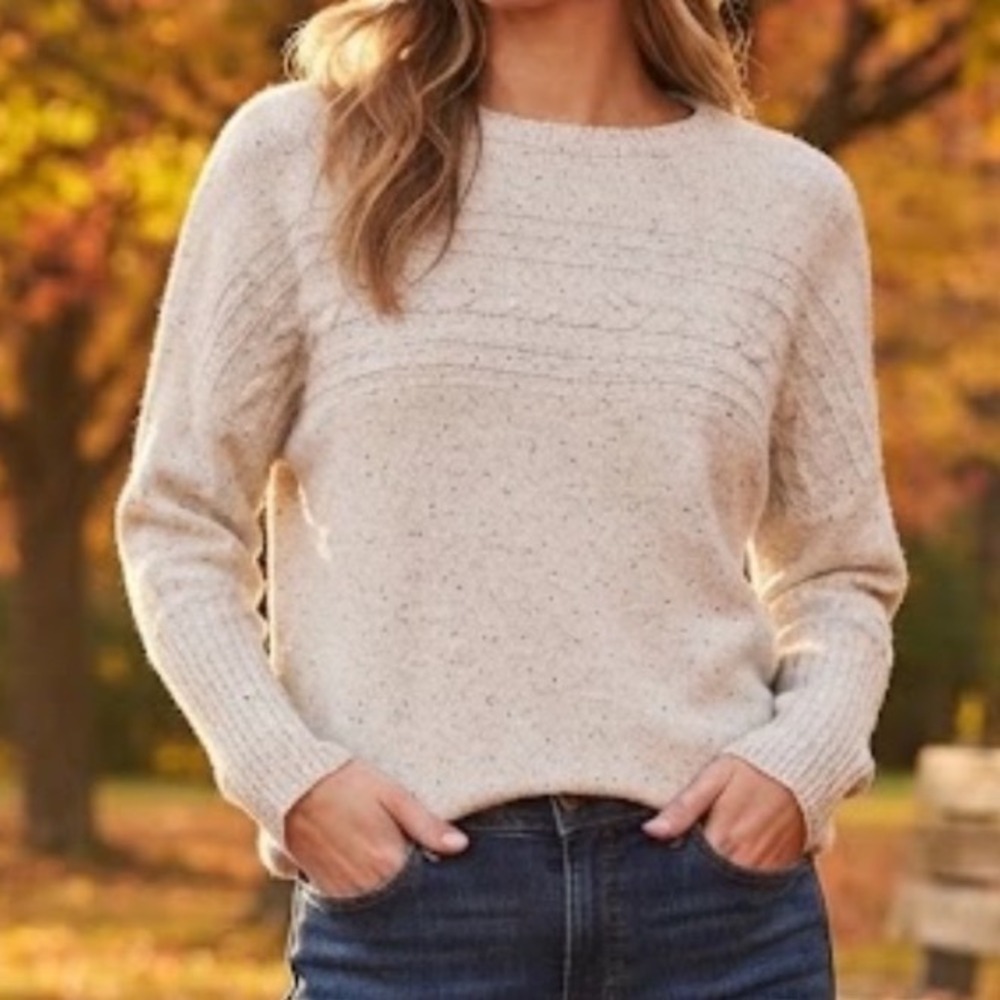 Maurices Womens Ivory Cable Knit Dolman Sleeve Sweater NWT Large